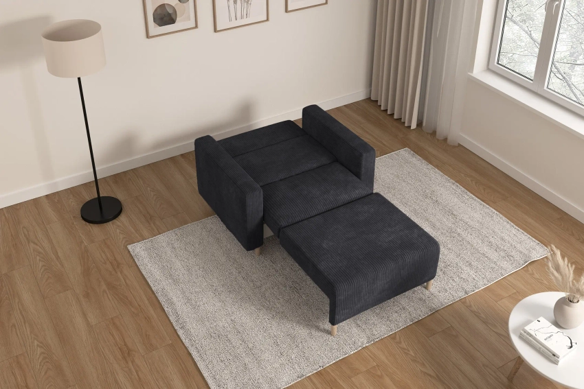 Ciemnoszara sofa amerykanka 1-osobowa rozkładana do spania Luna 1 Poso