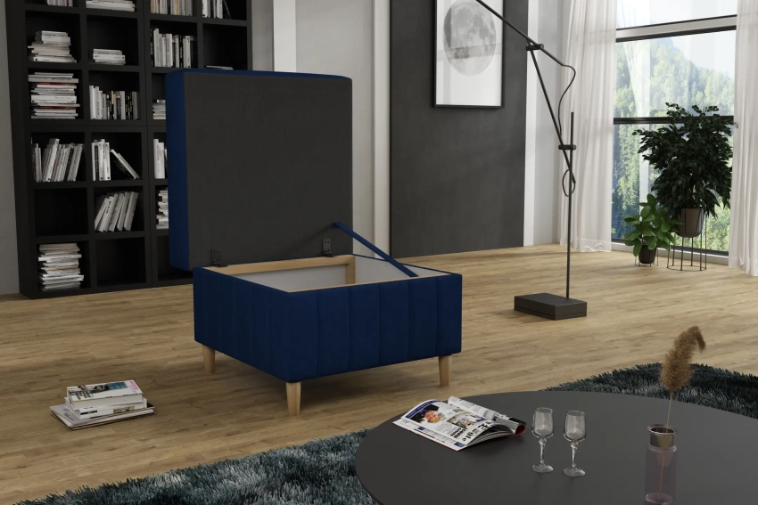 Pufa otwierana tapicerowana Malmo granatowa Kronos