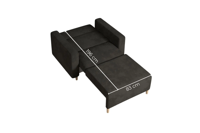 Sofa amerykanka 1-osobowa szara rozkładana do spania Luna 1 Monolith