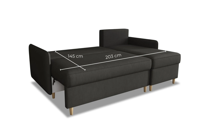 Narożnik Milano sofa rozkładana z funkcją spania w tkaninie welurowej