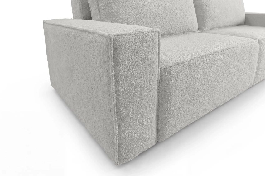 Sofa 3-osobowa szara biel do salonu z funkcją spania Como boucle Lambi