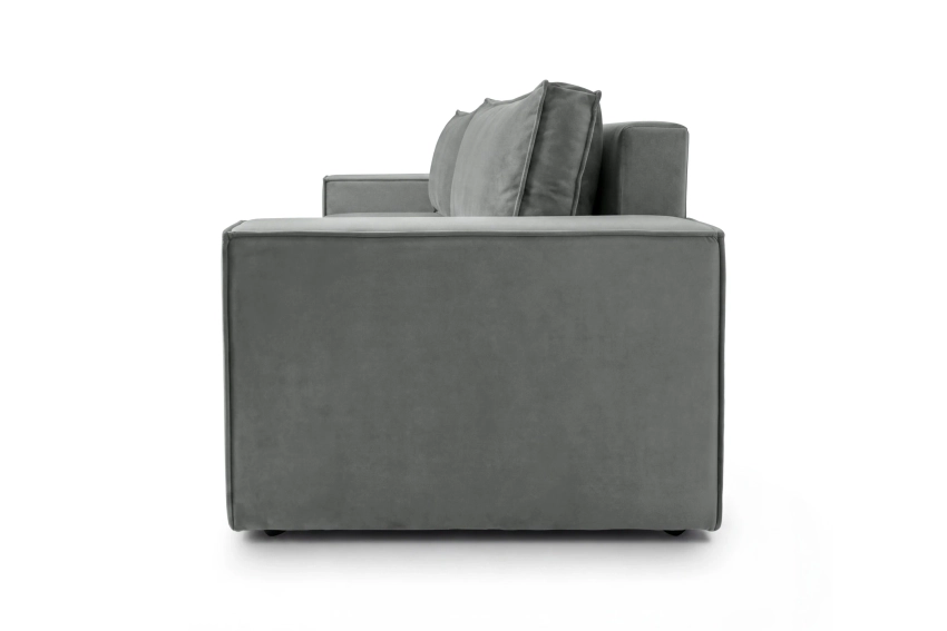 Szara sofa welurowa do salonu z funkcją spania premium Como Monolith