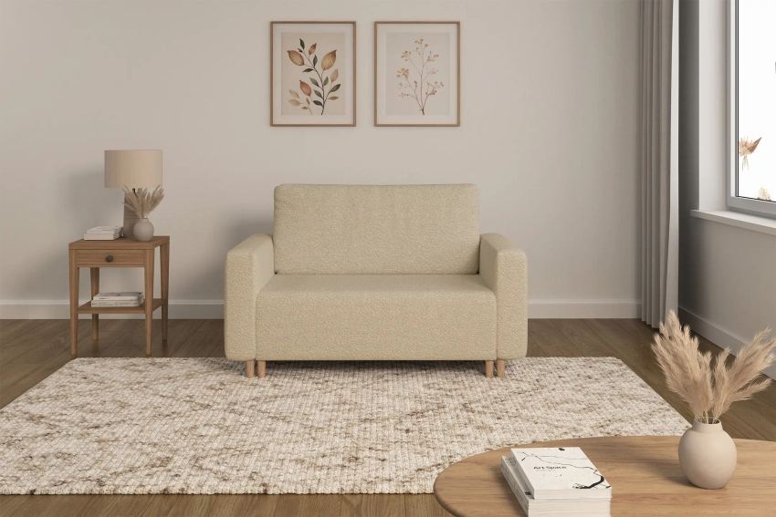 Sofa rozkładana amerykanka 2-osobowa boucle beżowa Luna 2 Lambi