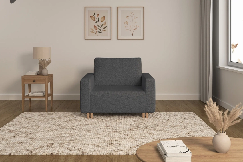 Ciemnoszara sofa amerykanka 1-osobowa rozkładana do spania Luna 1 Lambi
