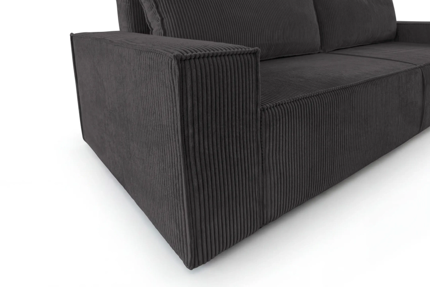 Kanapa rozkładana ciemnoszara do salonu sofa z pojemnikiem Como Poso