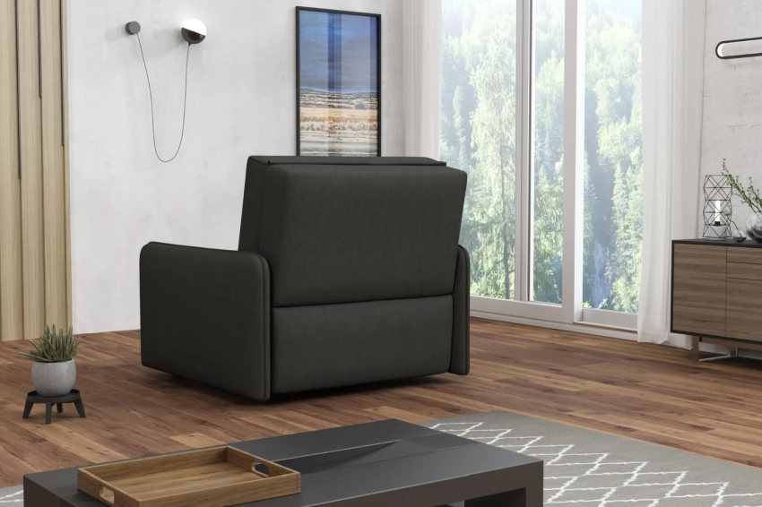 Jednoosobowa sofa amerykanka Alex 1 w ciemnoszarym welurze Kronos