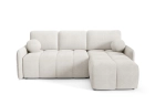 Narożnik bouclé Cloud z funkcją spania w szarej bieli boucle Lambi 09