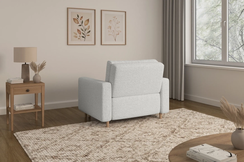 Amerykanka 1-osobowa szara biel sofa rozkładana z pojemnikiem Luna 1 Lambi