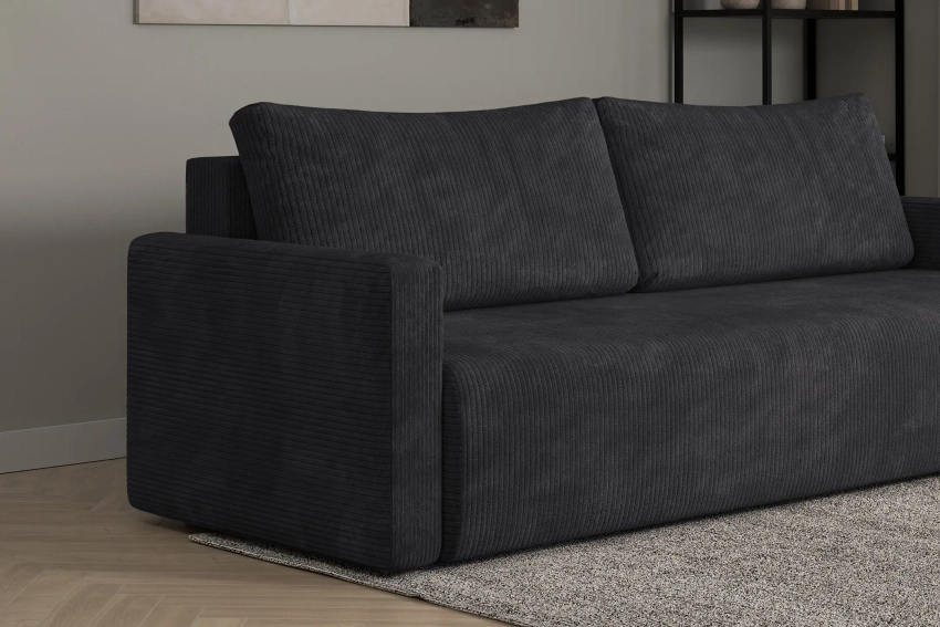 Ciemnoszara kanapa sofa 3-osobowa do salonu Bergamo sztruks Poso