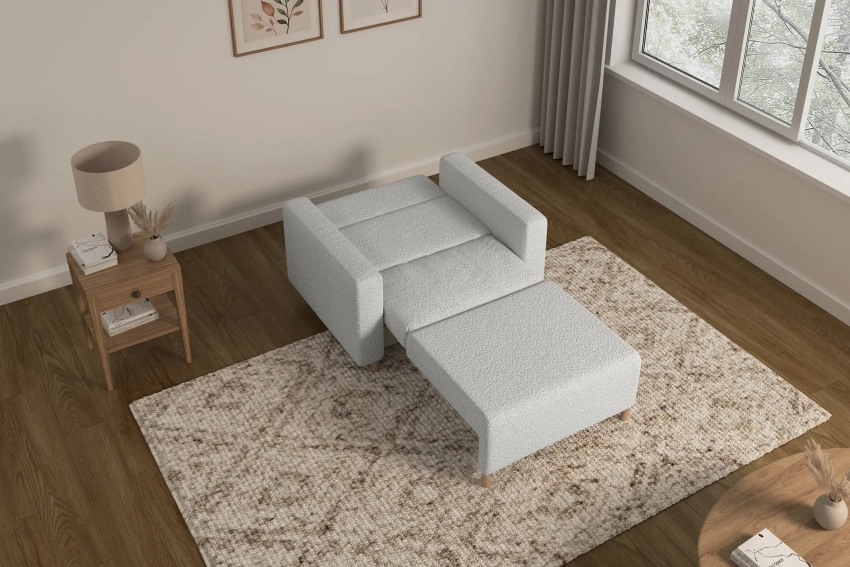 Amerykanka 1-osobowa szara biel sofa rozkładana z pojemnikiem Luna 1 Lambi