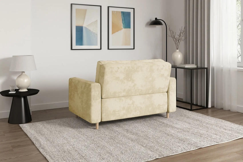 Sofa rozkładana amerykanka 2-osobowa welurowa beżowa Luna 2 Monolith