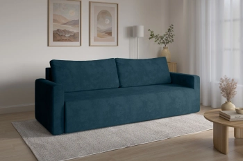 Granatowa kanapa sofa z funkcją spania do salonu Bergamo welur Monolith