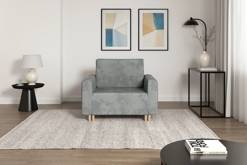 Sofa amerykanka 1-osobowa szara rozkładana do spania Luna 1 Monolith