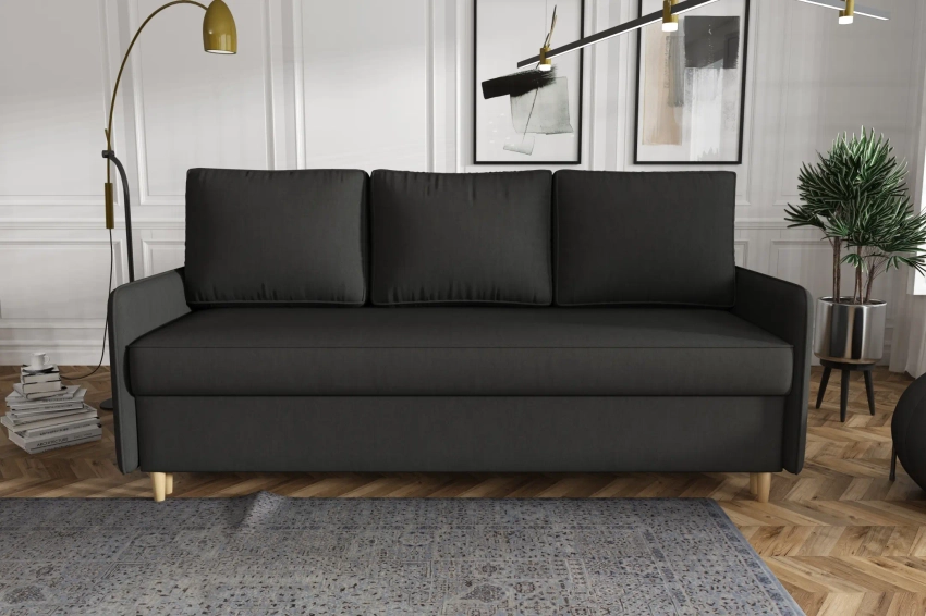 Kanapa Milano sofa rozkładana z funkcją spania w delikatnej tkaninie welurowej