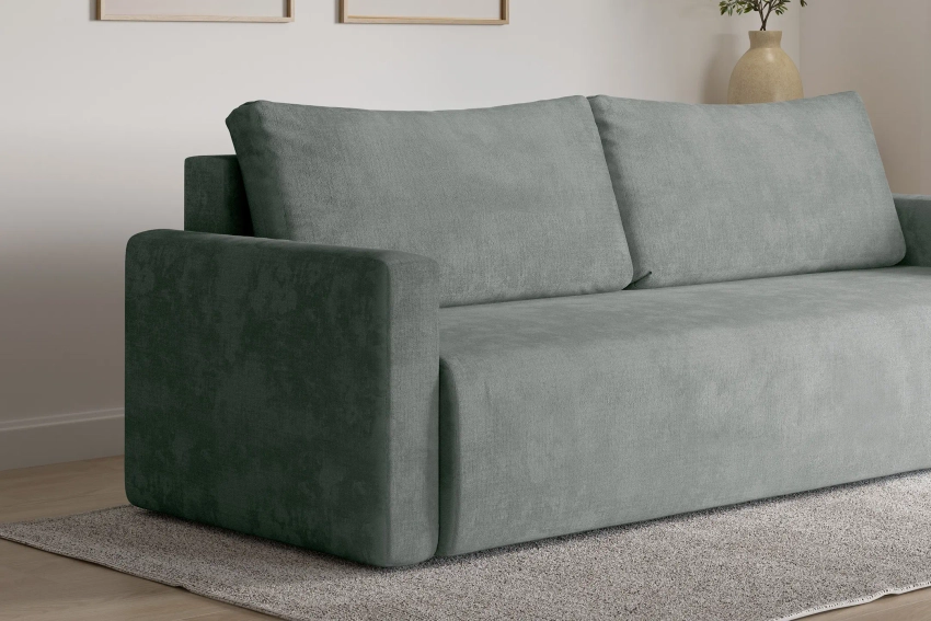 Szara rozkładana kanapa sofa do salonu welurowa Bergamo Monolith