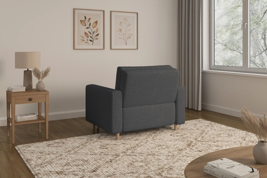 Ciemnoszara sofa amerykanka 1-osobowa rozkładana do spania Luna 1 Lambi