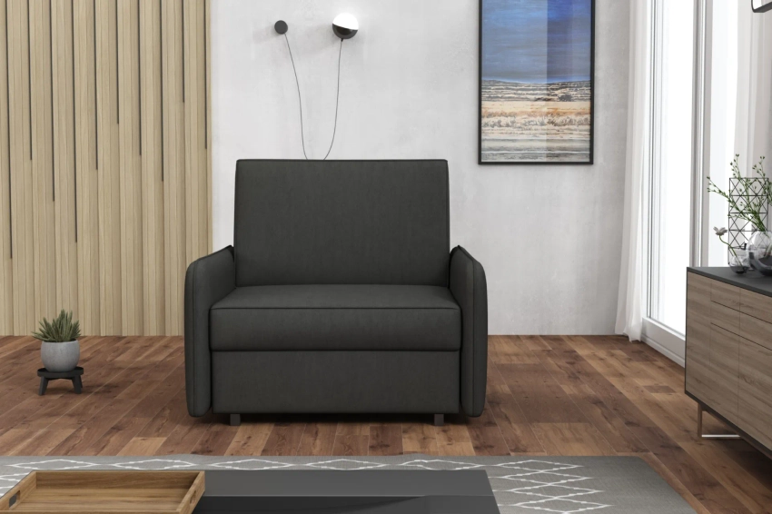 Jednoosobowa sofa amerykanka Alex 1 w ciemnoszarym welurze Kronos