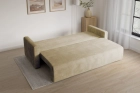 Beżowa kanapa sofa 3-osobowa z funkcją spania Bergamo welur Monolith