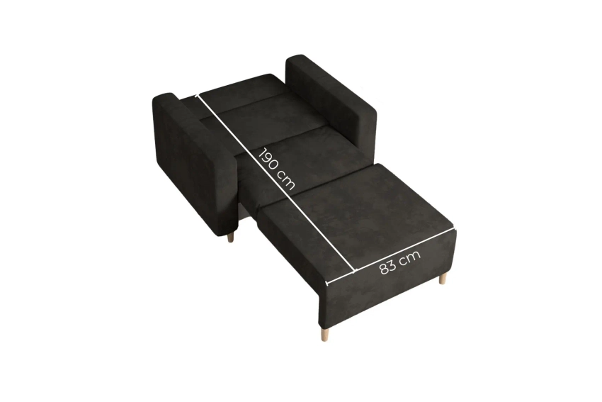 Sofa amerykanka 1-osobowa szara rozkładana do spania Luna 1 Monolith