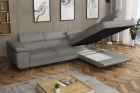 Narożnik z funkcją spania do salonu Rio prawy szary boucle Lambi