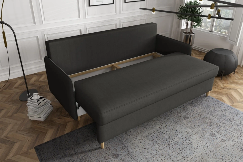 Kanapa Milano sofa rozkładana z funkcją spania w delikatnej tkaninie welurowej
