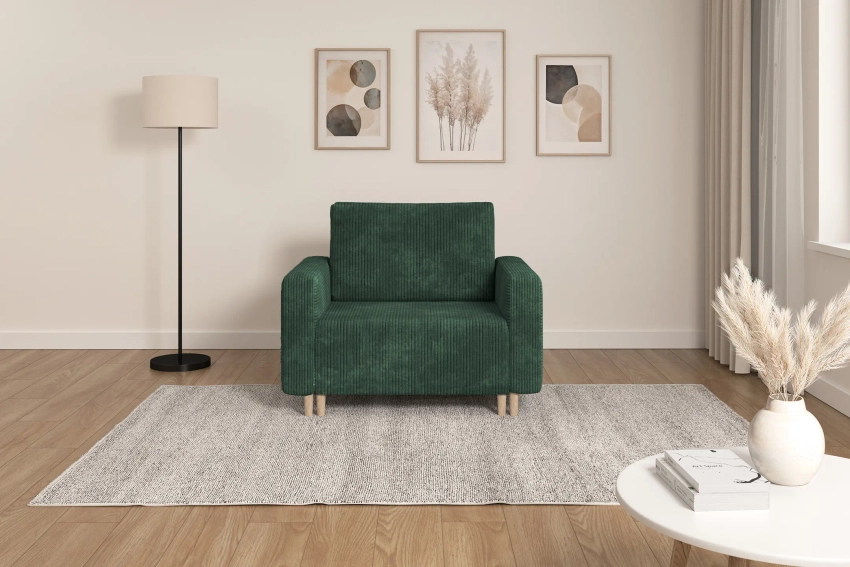 Zielona sofa amerykanka 1-osobowa rozkładana do spania Luna 1 Poso