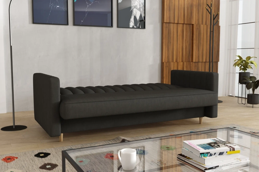 Wersalka Gabi trzyosobowa sofa z funkcją spania w delikatnej tkaninie welurowej
