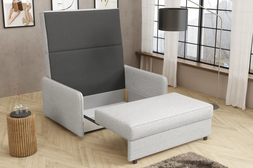 Amerykanka Alex 2 rozkładana sofa z funkcją spania w tkaninie boucle