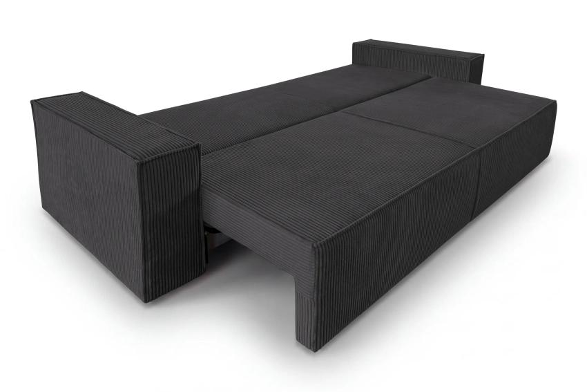 Kanapa rozkładana ciemnoszara do salonu sofa z pojemnikiem Como Poso