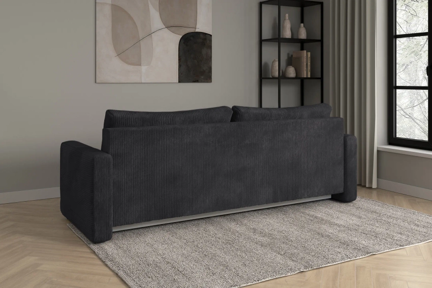 Ciemnoszara kanapa sofa 3-osobowa do salonu Bergamo sztruks Poso