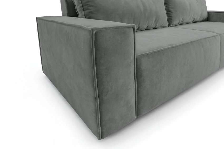 Szara sofa welurowa do salonu z funkcją spania premium Como Monolith
