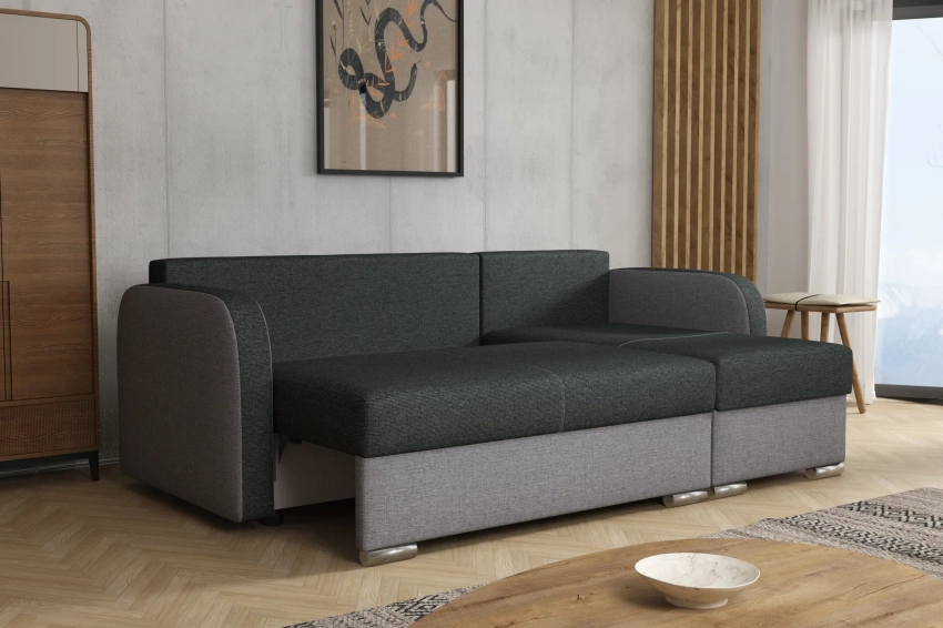 Narożnik Tores sofa rozkładana z funkcją spania w wytrzymałej tkaninie Inari