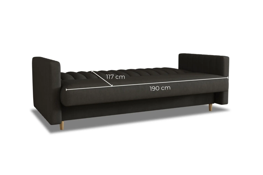 Wersalka Gabi trzyosobowa sofa z funkcją spania w delikatnej tkaninie welurowej