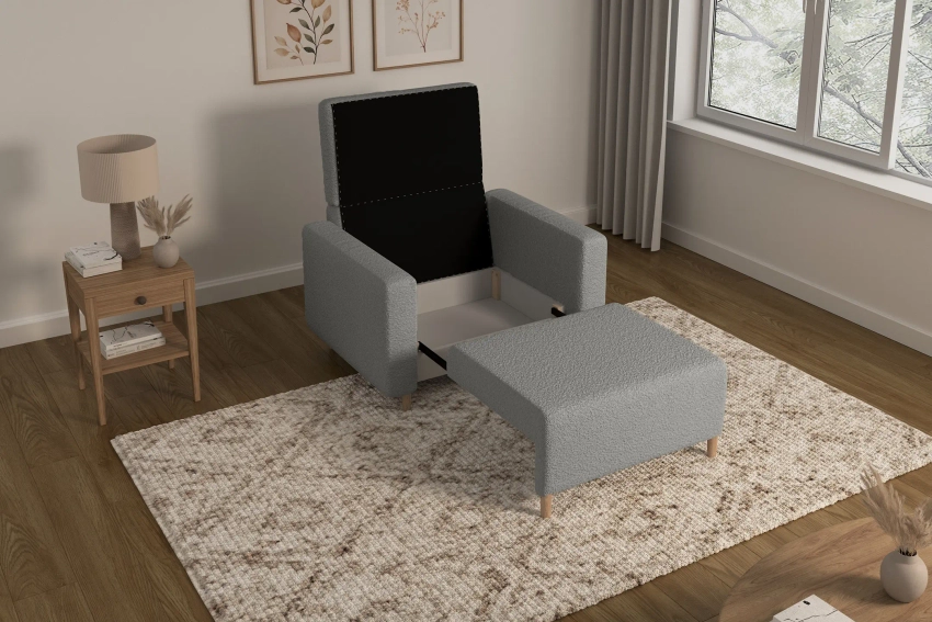 Amerykanka 1-osobowa szara sofa z funkcją spania rozkładana Luna 1 Lambi