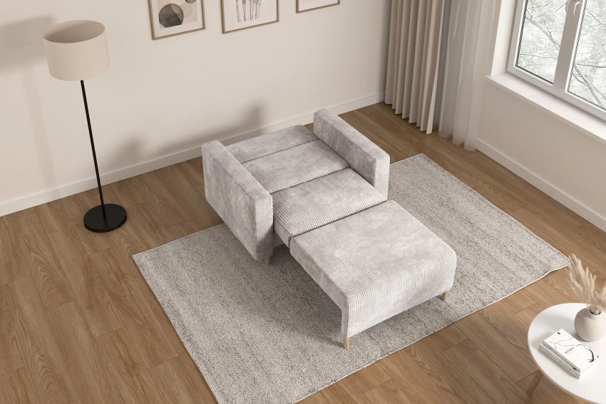 Sofa amerykanka 1-osobowa kremowa z funkcją spania Luna 1 Poso