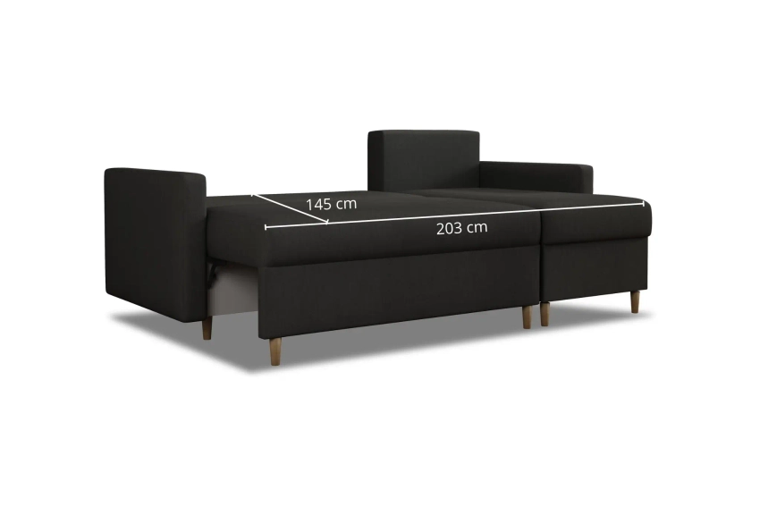 Narożnik Skandynawski sofa rozkładana z funkcją spania w delikatnej tkaninie welurowej