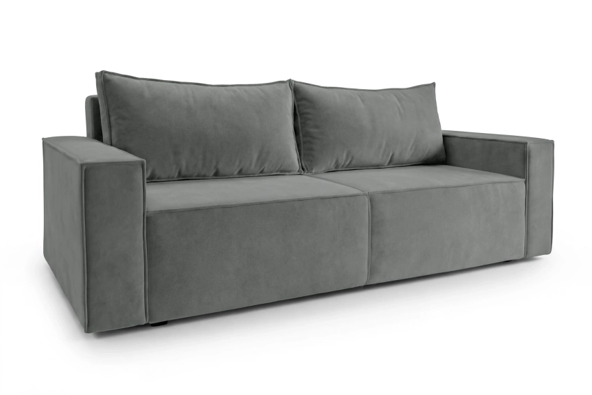 Szara sofa welurowa do salonu z funkcją spania premium Como Monolith