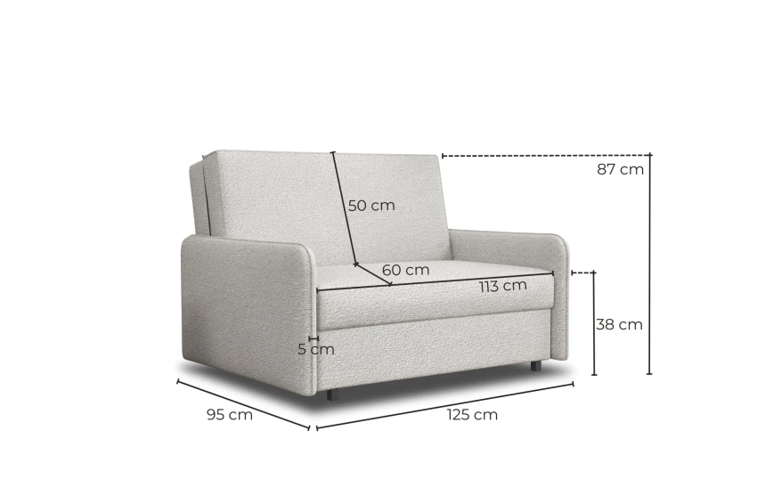 Amerykanka Alex 2 rozkładana sofa z funkcją spania w tkaninie boucle